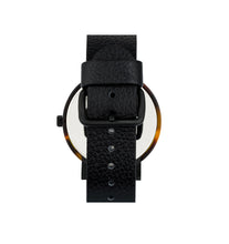 Load image into Gallery viewer, Minimal Tortoise Shell Acetate Watch with Black Leather Band