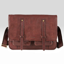 Load image into Gallery viewer, Brown Leather Messenger Bag - Misaro Australia

