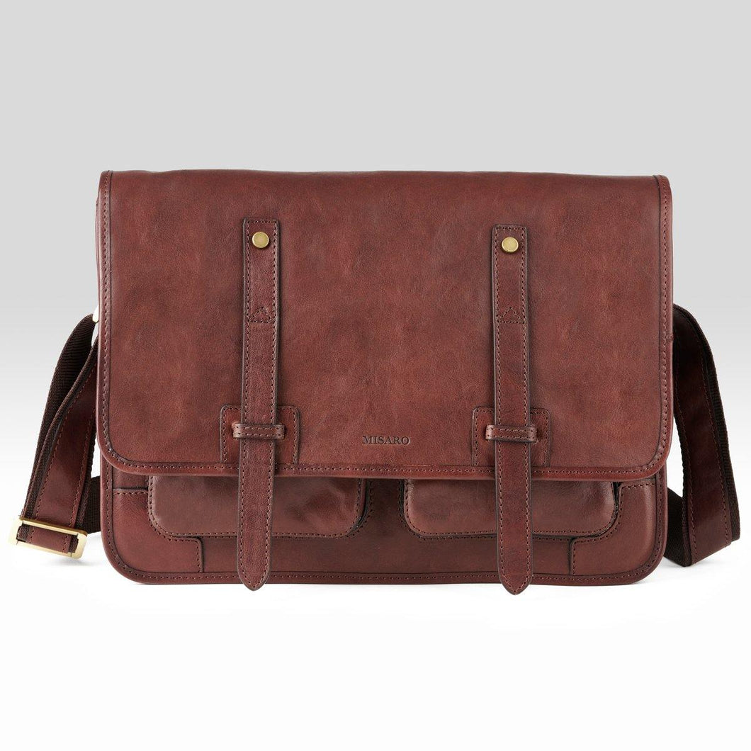 Brown Leather Messenger Bag - Misaro Australia