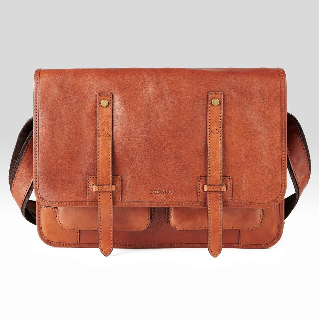 Tan Leather Messenger Bag - Misaro Australia