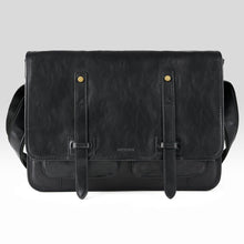 Load image into Gallery viewer, Misaro Black Leather Business Satchel Messenger Bag
