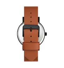 Load image into Gallery viewer, Black Minimal Watch with Brown Leather Band - Misaro Australia
