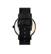 Load image into Gallery viewer, Minimal Tortoise Shell Acetate Watch with Black Leather Band
